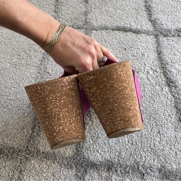 GREGORYS FSF Slip On Birk Bottom cork Wedge sandals pink fuschia suede 41 / 10 - Picture 9 of 14